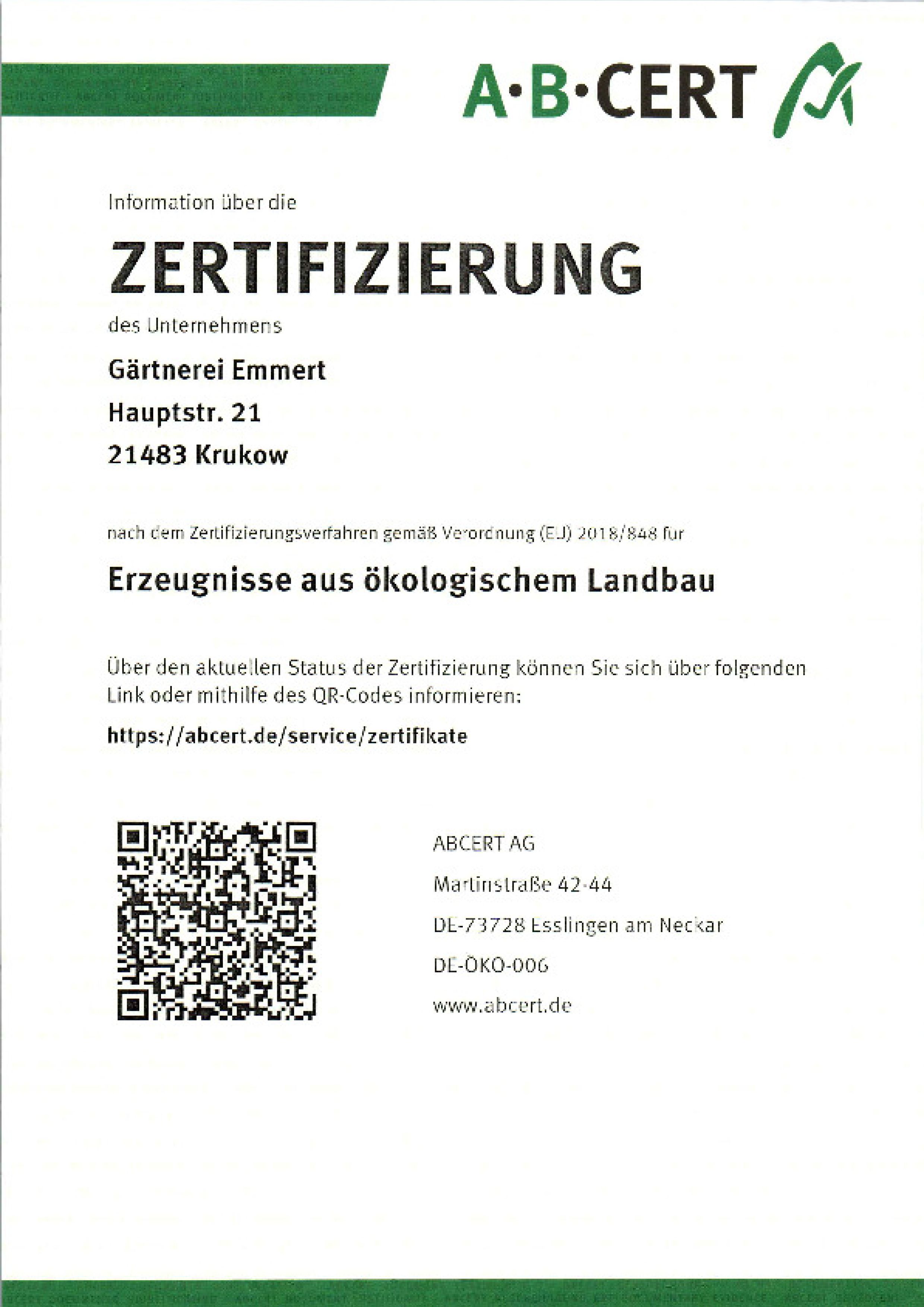 EG-Bio Zertifikat 2025